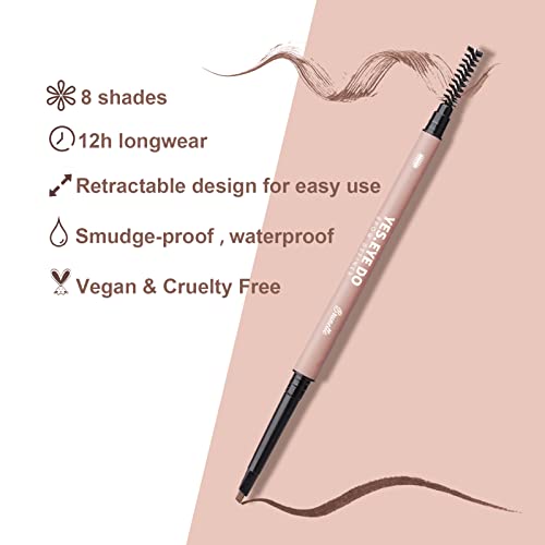 Водоустойчив молив за вежди, прибиращ двустранен черна писалка за определяне на формата на веждите, ултра-пълнител за