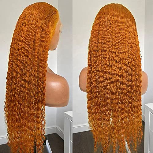 QNQZ 32-инчов Златен Къдрава перука от естествена коса 13X4, Бразилски перука с дълбока вълна, 180% плътност, предварително
