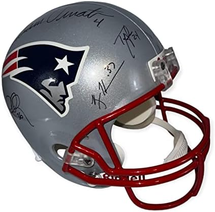 Екипът на New England Patriots Легенди Подписа Каска с Автограф от JSA - Каски NFL с автограф