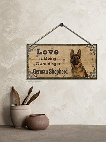 Любовта принадлежи на Немската Овчарке Ретро Дървена Публичен Декоративна Подвесная Знак за Домашни Врати, Ограда Старинни