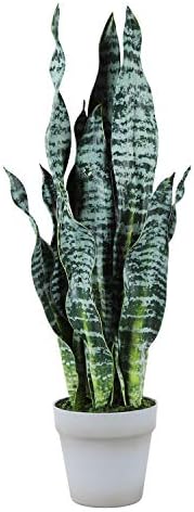 Изкуствено Змия Растение Изкуствена Сансевиерия 26 Инча за Вътрешни и Външни Стайни растения в Саксия за Декориране на