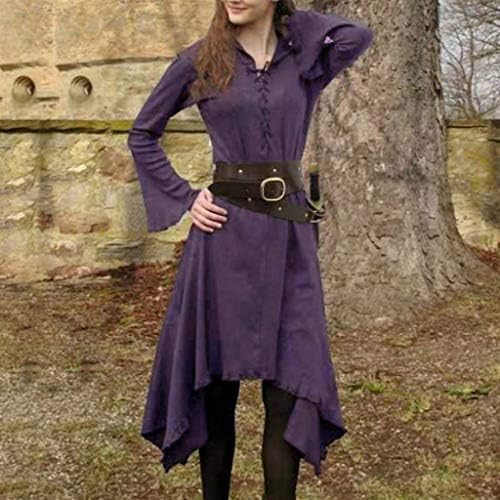 Женствена Асиметрична Рокля-риза с Дълъг ръкав от Дантела и Високо Подолом, Средновековен Костюм, Пиратски Селянин Рокли
