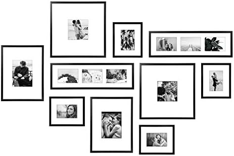 ArtbyHannah, 10 бр., черно-бял Голям Набор от стенни рамки за галерии, с дървени рамки и семейни Фотопринтами, Колаж