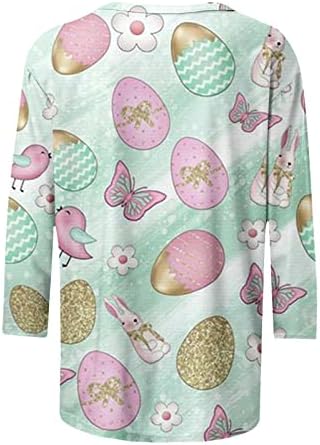 Дамски Великден Риза с 3/4 ръкав, Блузи с участието на Скъпите Яйца, Зайци и Графичен Принтом, Пролетно начинът, по който
